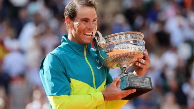 Rafael Nadal triumphs in the first hard-court singles match of the year.