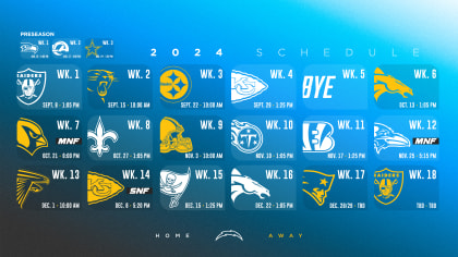 The full schedule of the Chargers' 17 games in 2024
