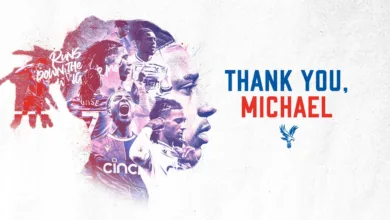 Michael Olise of Crystal Palace wins the race for Bayern Munich.